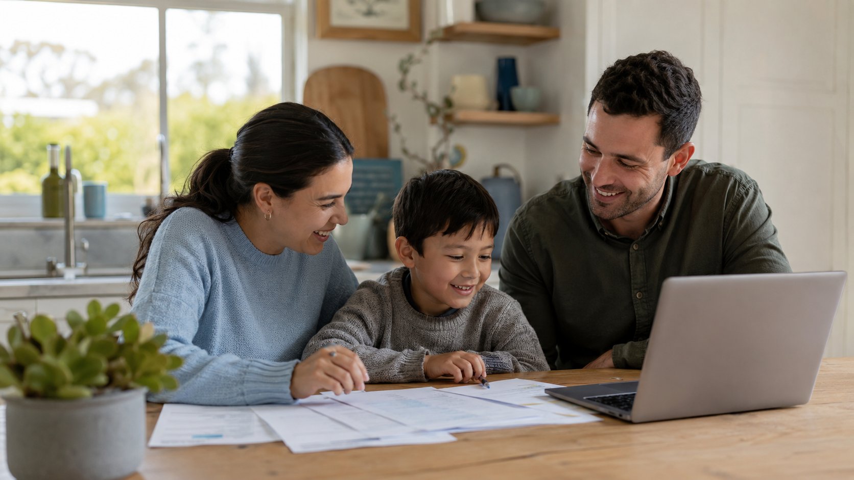 Family reviewing personal loan options